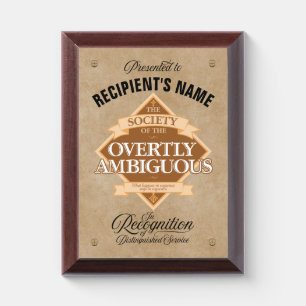 Society of The Overtly Ambiguous Award Plaque