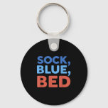Sock Blue Bed Funny Meme  Keychain