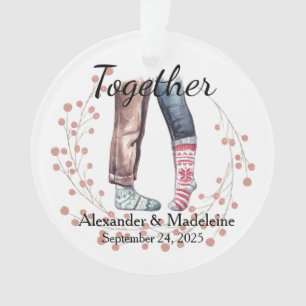 Sock Couple Celebrates "Together" Acrylic Ornament