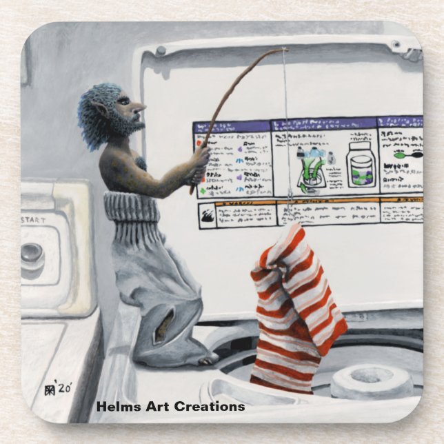 Sock Criminal Fishing Fantasy Art Plastic Coasters (Front)