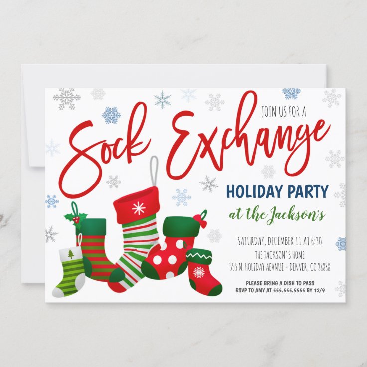 Sock Exchange Christmas Party Invitation Zazzle