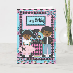 Sock Hop Birthday Card African American