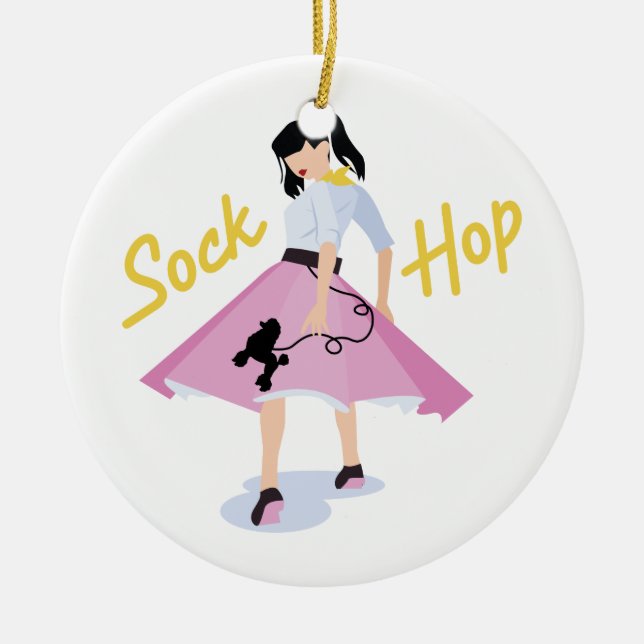 Sock Hop Ceramic Ornament (Front)
