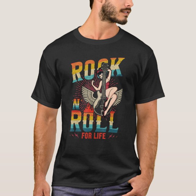 Sock Hop Costume Rock 'n' Roll For Life Greaser Ba T-Shirt (Front)