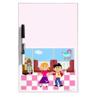 Sock Hop Diner Retro Kids Vintage Cartoon Fun Dry-Erase Board