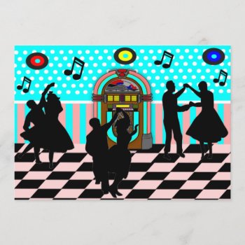 Sock Hop Fifties Dance Theme Party Invitations by csinvitations at Zazzle