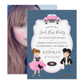 Sock Hop Kids Rock and Roll Retro Party photo Invitation