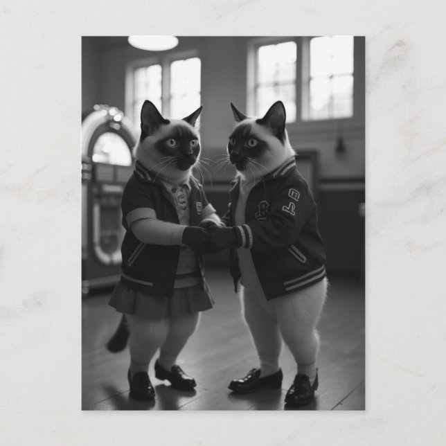 Sock Hop Kitties Postcard (Front)