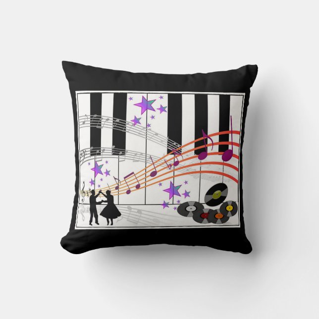 Sock Hop Nostalgia Throw Pillow (Front)