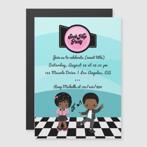 Sock Hop Party Magnetic Invitation