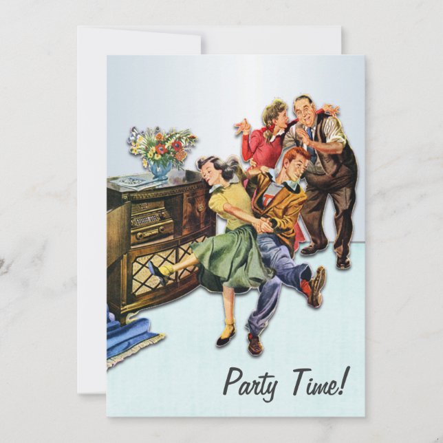 Sock Hop Party Time Retro Custom Personalized Invitation (Front)