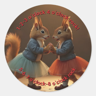 Sock Hop Squirrels Classic Round Sticker