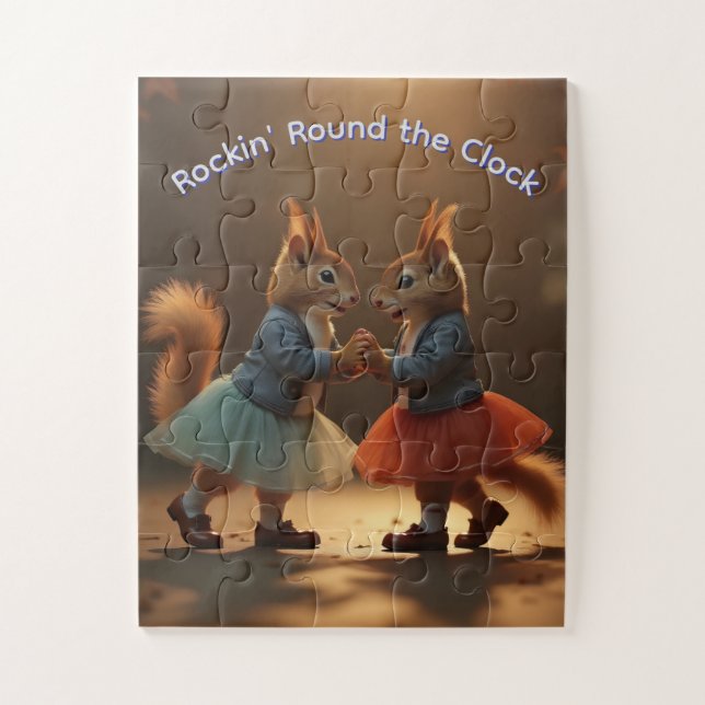 Sock Hop Squirrels Jigsaw Puzzle (Vertical)