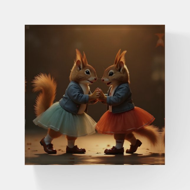 Sock Hop Squirrels Paperweight (Front)