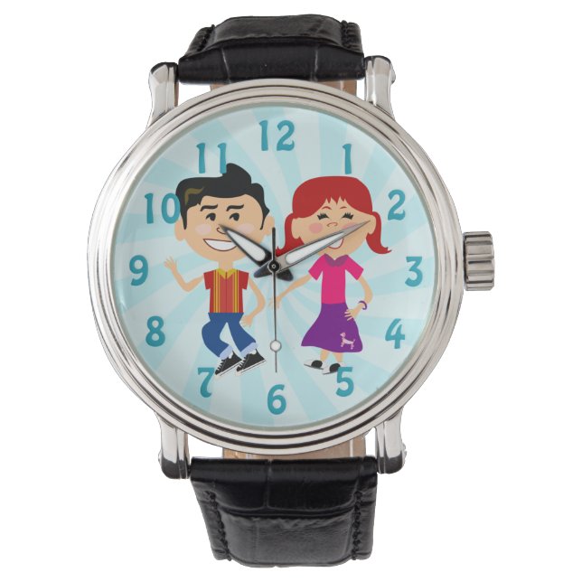 Sock Hoppin Fifties Kids Fun Time Art Watch (Front)