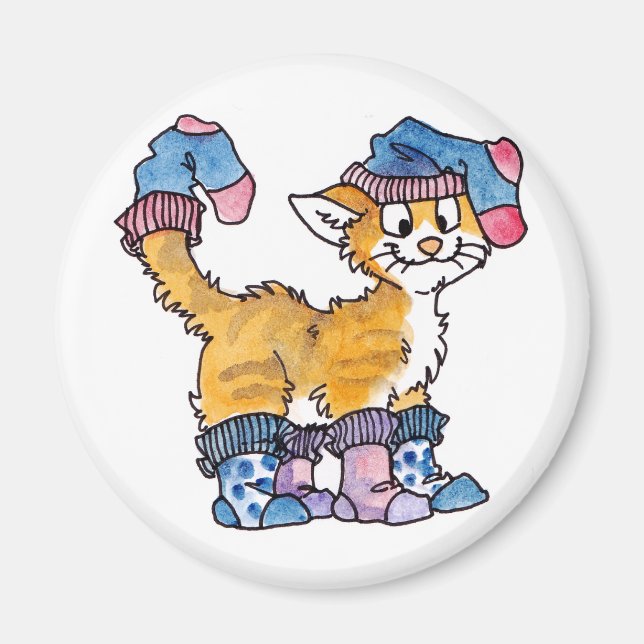 Sock Kitty Magnet (Front)