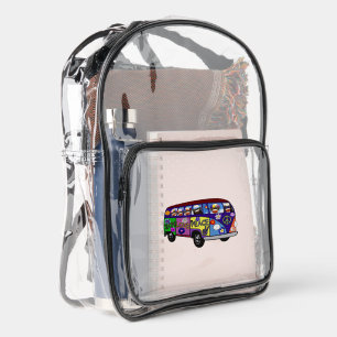 Sock Money Peace Bus Clear Backpack