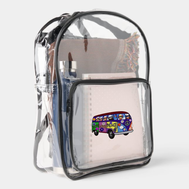 Sock Money Peace Bus Clear Backpack (Right)
