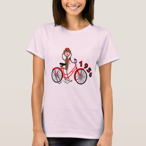 Sock Monkey  1950s Bicycle Drawing__Unique T_Shirt