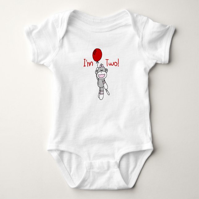 Sock Monkey 2nd Birthday Baby Bodysuit (Front)