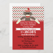 Sock Monkey 2nd Birthday Party invite - customize (Front/Back)