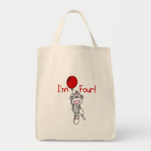 Sock Monkey 4th Birthday Tshirts and Gifts Tote Bag
