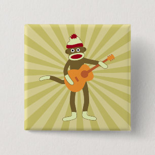 Sock Monkey Acoustic Guitar Button