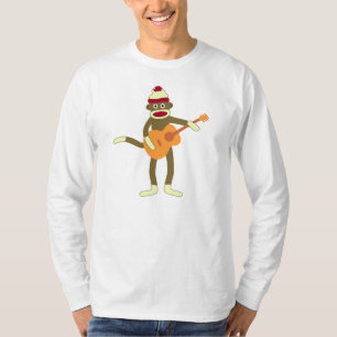 Sock Monkey Acoustic Guitar Long Sleeve T-Shirt
