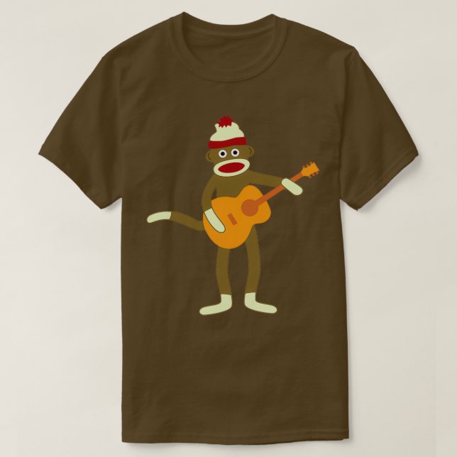 Sock Monkey Acoustic Guitar T-Shirt (Design Front)
