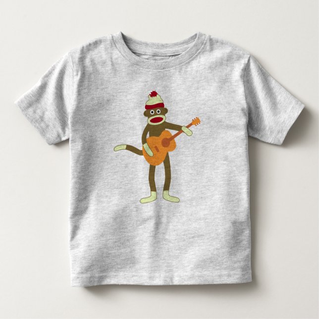 Sock Monkey Acoustic Guitar Toddler T-shirt (Front)