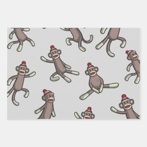 Sock Monkey Action Wrapping Paper