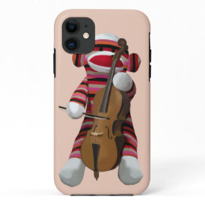 Sock Monkey and Cello 2 iPhone 11 Case