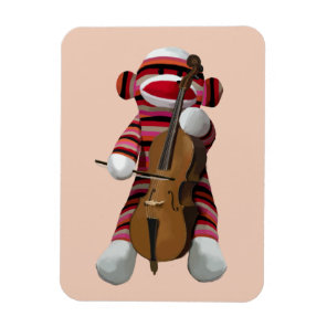 Sock Monkey and Cello 2 Magnet