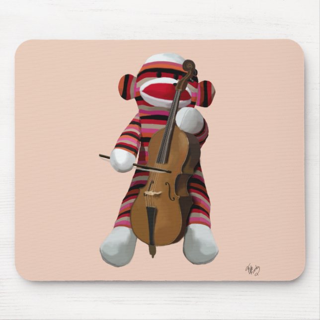 Sock Monkey and Cello 2 Mouse Pad (Front)
