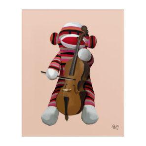 Sock Monkey and Cello Acrylic Print