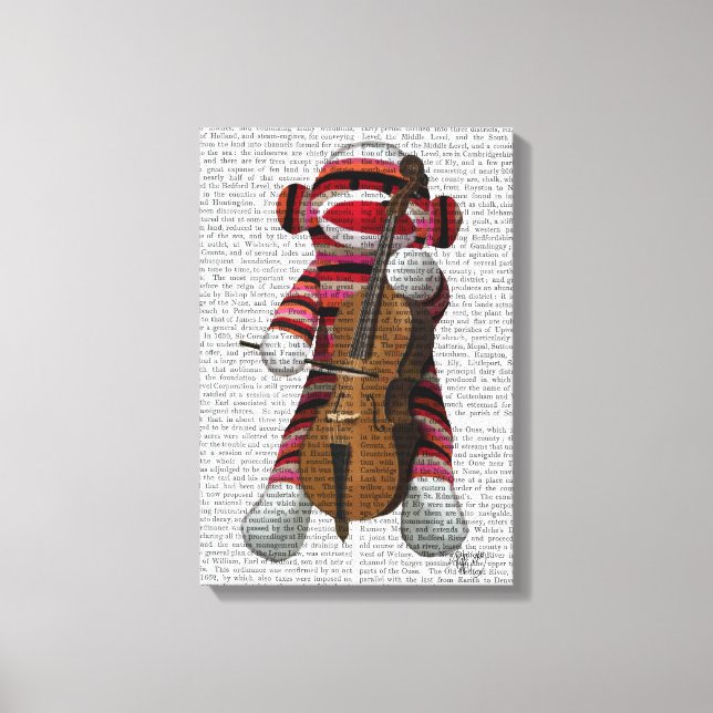 Sock Monkey and Cello Canvas Print (Front)