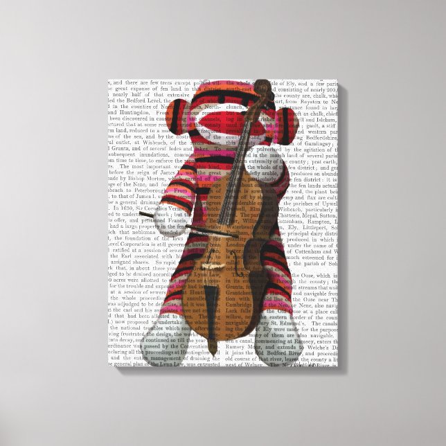 Sock Monkey and Cello Canvas Print (Front)