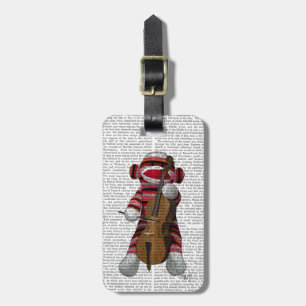 Sock Monkey and Cello Luggage Tag
