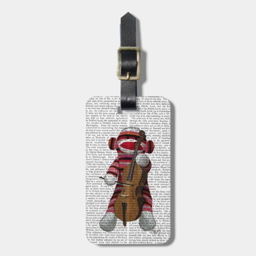 Sock Monkey and Cello Luggage Tag