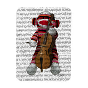 Sock Monkey and Cello Magnet