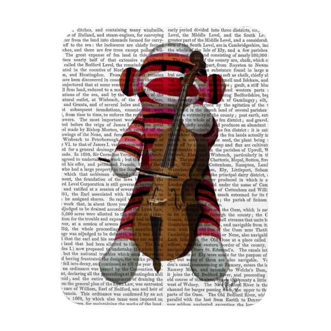 Sock Monkey and Cello Magnet (Vertical)