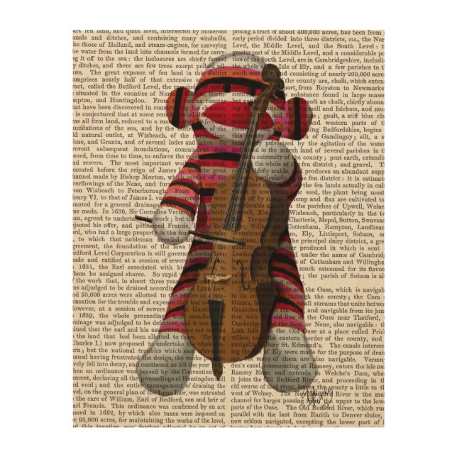 Sock Monkey and Cello Wood Wall Art (Front)