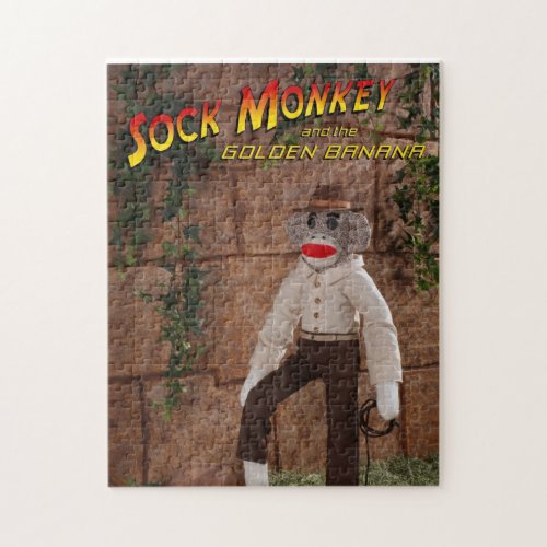 Sock Monkey and the Golden Banana 11x14 Jigsaw Puzzle