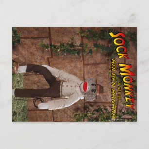 Sock Monkey and the Golden Banana Postcard