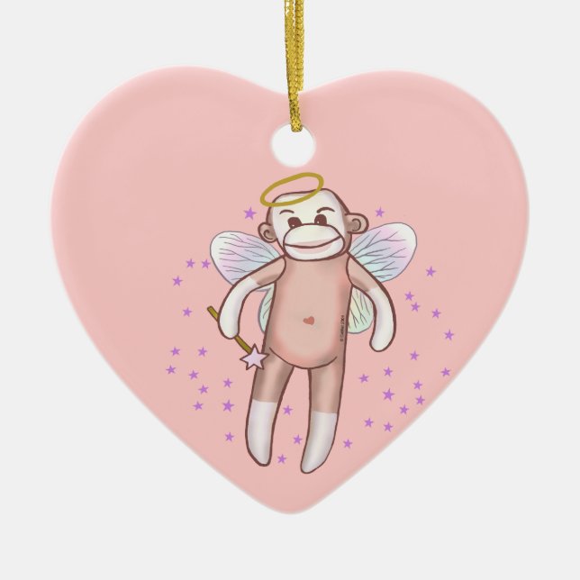 Sock Monkey Angel Ornament (Front)