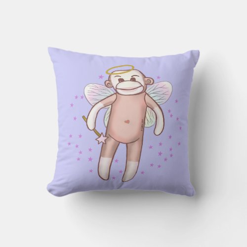 Sock Monkey Angel Throw Pillow