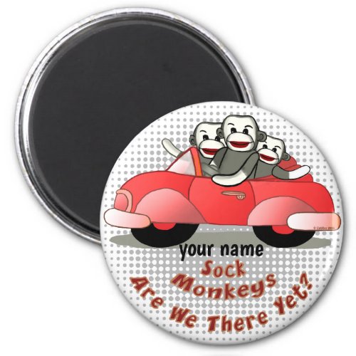 Sock Monkey Are We There Yet custom name Magnet