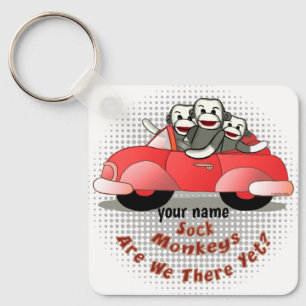 Sock Monkey Are We There Yet Keychain