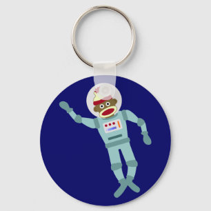 Sock Monkey Astronaut Keychain