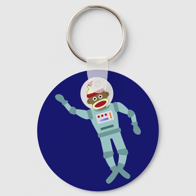 Sock Monkey Astronaut Keychain (Front)